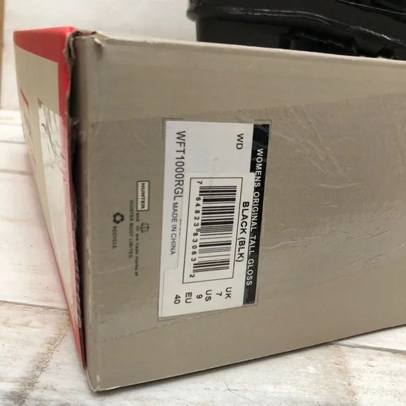 Hunter Original Tall Gloss Rain Boots • Women's Sz 9 • Black Gloss • NIB - Picture 12 of 12